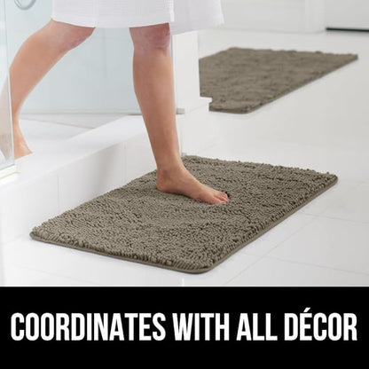 GORILLA GRIP Bathroom Rug Sets, Soft Chenille 2 Piece Area Rugs Set, Toilet Base Mat and 30x20 Carpet, Absorbent Microfiber Washable Mats Dry Quickly, Home Décor and Bath Room Accessories, Latte