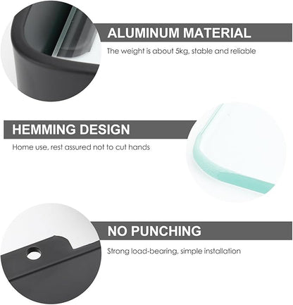 Bathroom Glass Shelf Floating Wall Rack Black Corner Organizer for Shampoo and Cosmetics Easy Install Storage for Humid Spaces Bathroom Wall Rack
