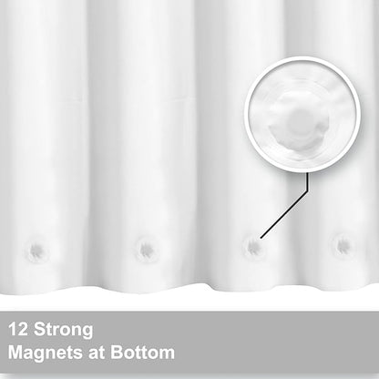 Barossa Design Clawfoot Tub Shower Curtain with 12 Magnets - 36 Metal Hooks Included, 180" W x 70" H Wrap Around, Waterproof PEVA Shower Liner for Bathroom, PVC Free, Metal Grommets - White, 180x70