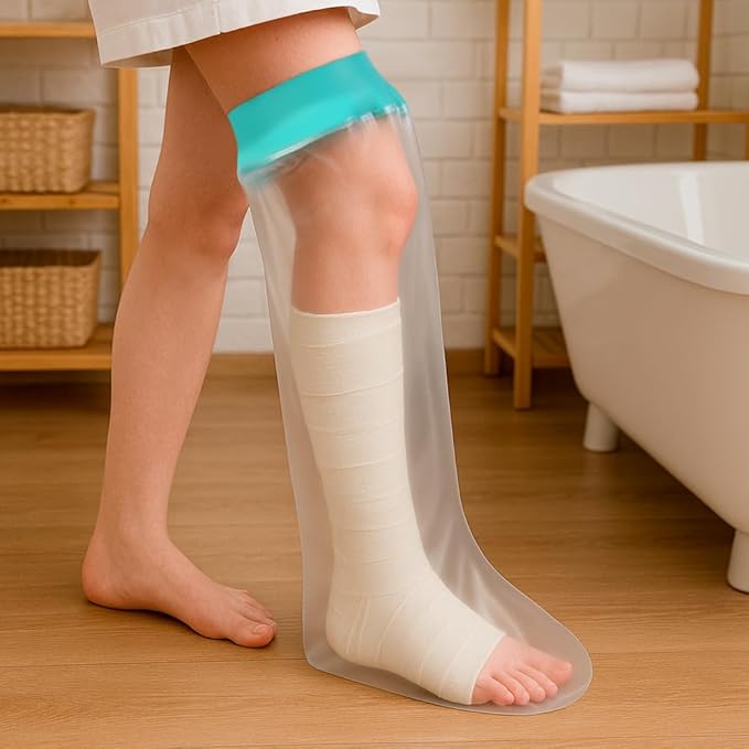 Cast Covers for Shower Leg, Waterproof Cast Cover for Showering/Swimming, Cast Protector for Shower Leg Adult, Water Proof Shower Boots for Foot after Surgery, Knee, Ankle, Boot (Diameter-7.9")