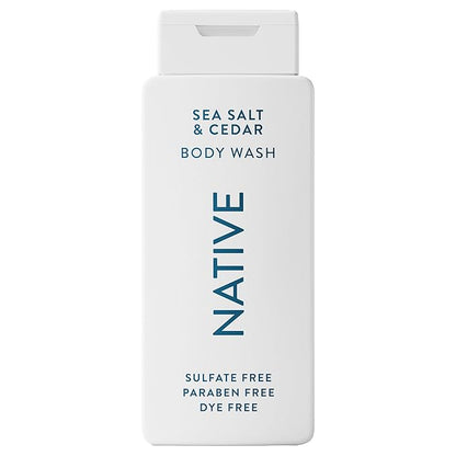 Native Body Wash Contains Naturally Derived Ingredients | For Women & Men, Sulfate, Paraben, & Dye Free Leaving Skin Soft and Hydrating | Sea Salt & Cedar 18 oz