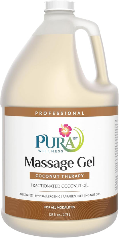 Coconut Therapy Massage Gel, Pura Wellness Massage Gel, Professional Deep Tissue Therapy, Coconut, Unscented, Recovery, 128oz