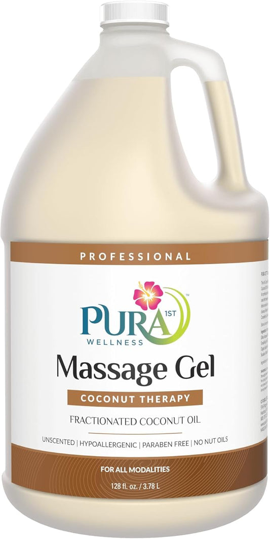 Coconut Therapy Massage Gel, Pura Wellness Massage Gel, Professional Deep Tissue Therapy, Coconut, Unscented, Recovery, 128oz