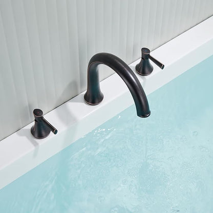 Roman Tub Faucet Deck Mount Tub Filler 2 Handles Oil Rubbed Bronze Bathtub Faucet Brass Bathroom Faucet