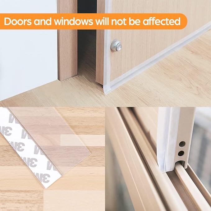 33.5 Ft Weather Stripping Door Seal Strip,Silicone Door Draft Stopper,Self Adhesive Shower Door Bottom Seal and Door Insulation Strip for Door Frame Windows and Glass Gaps (Black, 25+35mm)