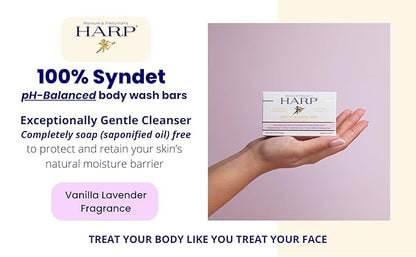 HARP pH-Balanced (5.0-6.0) Body Wash Bar. 100% Syndet. Protects Moisture Barrier For Sensitive, Dry or Irritated skin. + Shea Butter/Borage Oil. Non-Comedogenic. VANILLA LAVENDER FRAGRANCE