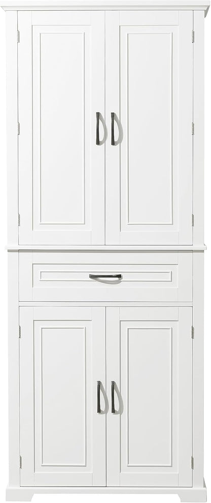 Favfurish 72" Tall Bathroom Storage Cabinet with Doors and Drawer,Modern Linen Cabinets w/Adjustable Shelves & Door Storage Rack,Freestanding Organizer for Bath Room,Study,Office,Kitchen White