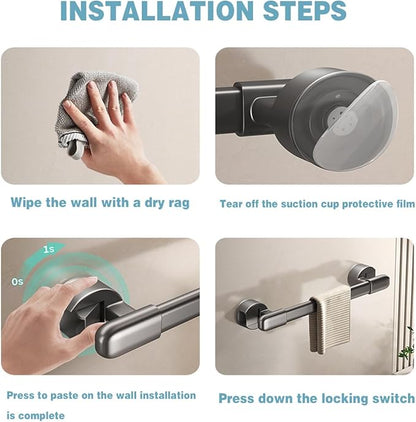 Suction Cup Grab bar for Shower，Suction Grab Bars for Showers，Bathroom Shower Grab Bar, Suction Cup Mount, Removable Shower Grab Bar, Gray,16.1 inches/41CM