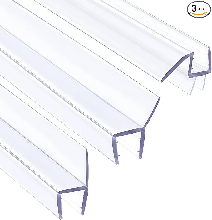 Shower Door Seal Strips – Includes 1 PC 36" Bottom Seal and 2 PCs 80" Side Seals for 3/8" (10mm) Glass – Ultra Clear Polycarbonate Shower Door Sweep and Side Seals Kit