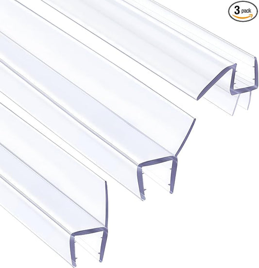 Shower Door Seal Strips – Includes 1 PC 36" Bottom Seal and 2 PCs 80" Side Seals for 3/8" (10mm) Glass – Ultra Clear Polycarbonate Shower Door Sweep and Side Seals Kit