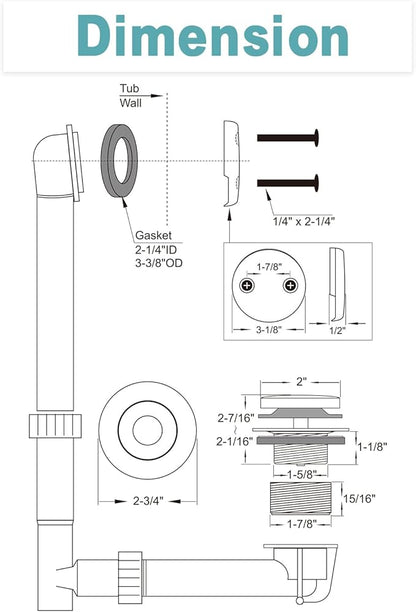 BESTILL Lift and Turn Bathtub Drain Bath Tub Trim Set Conversion Kit, Oil Rubbed Bronze