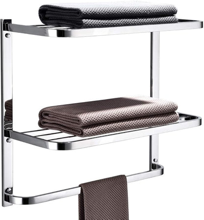 LUANT 3-Tier Bathroom Shelf with Towel Bars, Stainless Steel Wall Mounting Rack,22-1/2 Inch