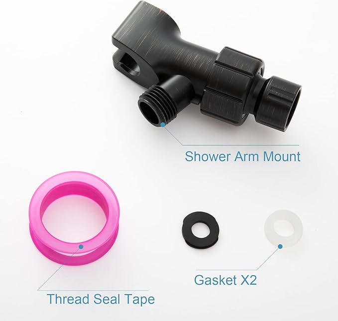 OFFO Shower Head Holder for Handheld Shower Head, Oil Rubbed Bronze Adjustable Shower Arm Mount for Connecting Shower Arm and Shower Hose, 1/2 in IPS Female Inlet and Male Outlet