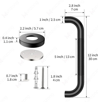 16 Inch Anti Slip Shower Grab Bar, Munzong Oil Rubbed Black Bathroom Grab Bar for Bathtubs and Showers, Knurled Handicap Balance Bar,Safety Hand Rail Support Elderly Senior Assist Bath Handle