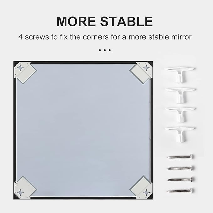 30x40 Inch Black Bathroom Mirror, Copper-Free Mirror, Aluminum Alloy Frame Vanity Mirror, Rectangle Wall Mounted Mirror, Modern Mirror for Bedroom/Living Room/Porch Horizontal or Vertical