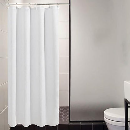 AmazerBath White Waffle Shower Curtain, 36x72 Inches, Fabric Stall Curtain With Waffle Weave, Hotel Quality Bathroom Shower Curtains