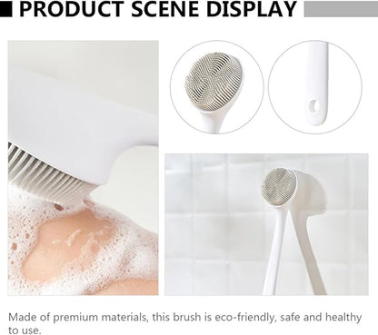 Housoutil Silicone Body Brush Back Scrubber for Adults, Bath Shower Scrub Brush with Massage Function, Soft Silicone Back Cleaning Scrubber for Shower and Skin Exfoliation
