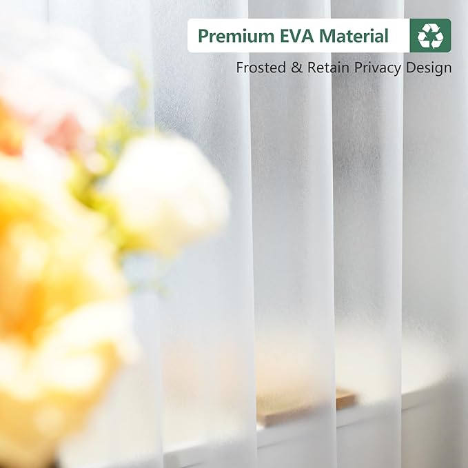 EVA Frosted Shower Curtain Liner Long 78 Inch, Bpa-Free Waterproof Shower Liner with 3 Extra-Large Magnets, 72'' x 78'' Bathroom 3D Silk Textured Plastic Shower Curtain Translucent for Privacy