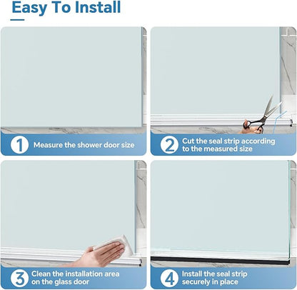Shower Door Bottom Seal Strip, 2PCS Seal Strip, Clear PVC, 36" Length, Fits 12mm Thick Glass, Prevents Leaks, Easy Installation, No Adhesive Required (Ultra Clear & Black, 36in for 1/2"(12mm) Door)