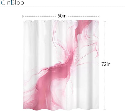 Cinbloo Pink Shower Curtain 60Wx72H Abstract Marble Ombre Modern Ink Texture Cute Elegant Luxury Bathroom Curtain Set Smoke Shapes Minimalist Simple Girls Girly Women Bath Bathroom Accessories Decor