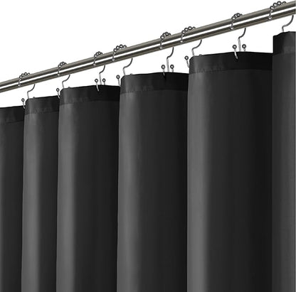 LiBa Black Shower Curtain, Heavy Duty Fabric, Soft Cloth Shower Curtain Liner, Hotel Quality with Magnets Shower Curtains for Bathroom, 72 x 72 Inches(Black)