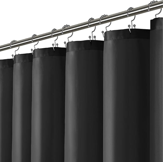 LiBa Black Shower Curtain, Heavy Duty Fabric, Soft Cloth Shower Curtain Liner, Hotel Quality with Magnets Shower Curtains for Bathroom, 72 x 72 Inches(Black)