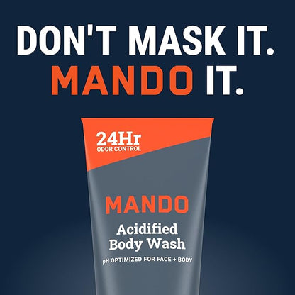 Mando Odor Shield Body Wash - 24 Hour Control - Removes Odor Better than Soap - SLS Free, Paraben Free, Skin Safe - 8.5 Ounce (Pack of 2) (Mt Fuji)