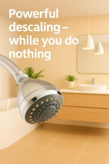 Shower Head Descaling Kit – Cleaner for Shower Heads Only – Removes Limescale, Calcium & Hard Water Deposits – Eco-Friendly Vinegar & Citric Acid Formula with Tools – Made in USA