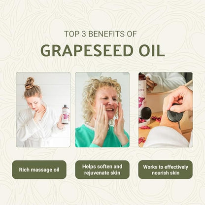 Grapeseed Oil - Pure Grapeseed oil for Skin - 100% Pure Carrier Oil for Hair, Face, and Skin - Direct from EIR Oils in the Beautiful Spanish Countryside (32 oz)