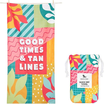 Dock & Bay Beach Towel - Quick Dry, Sand Free - Compact, Lightweight - 100% Recycled - Includes Bag - Party in Pink - Set of 4 - Extra Large (200x90cm, 78x35)