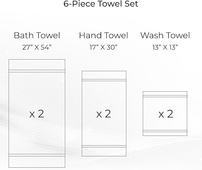 6-Piece Towel Set, 680 GSM, 2 Bath Towels, 2 Hand Towels, 2 Wash Cloths,100% Cotton Premium Quality, Ultra Soft, Super Absorbent Popcorn Textured Weaved for Spa, Hotels & Bathroom-Ivory/Cream