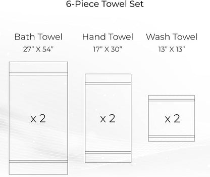 6-Piece Towel Set, 680 GSM, 2 Bath Towels, 2 Hand Towels, 2 Wash Cloths,100% Cotton Premium Quality, Ultra Soft, Super Absorbent Popcorn Textured Weaved for Spa, Hotels & Bathroom-Ivory/Cream