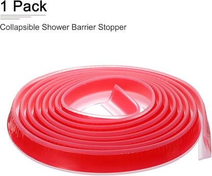 118"x0.8"x0.5" (LxWxH) Collapsible Shower Barrier Stopper - 1 Pack - Good for Bathroom Kitchen - L Shape Water Splash Guard Blocker - Clear