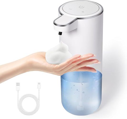 Automatic Foaming Soap Dispenser, Touchless Foam Hand Soap Dispenser for Bathroom, 4-Level Adjustable,13.5oz/400ml, Wall Mounted, Rechargeable