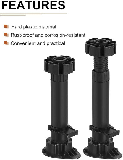 150x46mm(LxW) Adjustable Leveling Feet - 8Pack- Good for Furniture - Leveler Support Frame Replacement Legs - Black
