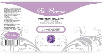 Ola Prima Oils Lavender Essential Oil (16oz Bulk) for Aromatherapy Diffuser, Candle Making & Stress – Therapeutic Grade Aromatherapy Oil