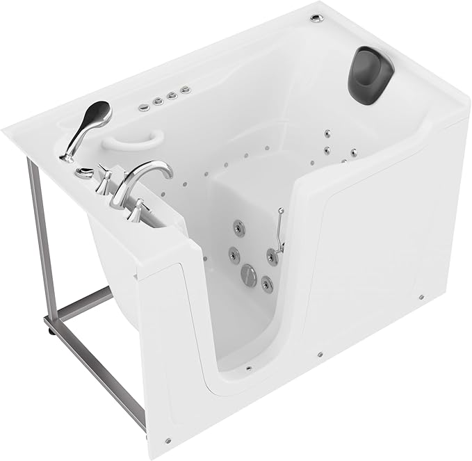 ANZZI Tubs Series Left Drain Quick Fill Walk-in Whirlpool and Air Tub with Powered Fast Drain in White Finish 36 in. x 60 in. | AMZ3660LWD