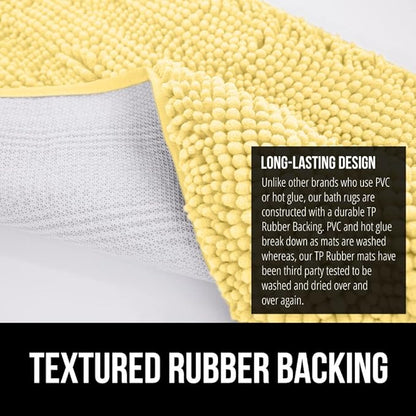 GORILLA GRIP Bath Rug Mat 30x20, Thick Soft Absorbent Chenille, Quick Dry Microfiber Mats, Rubber Backing Washable Shower Floor Rugs, Bathmat Runner, US Designed Bathroom Home Decor Accessories Yellow