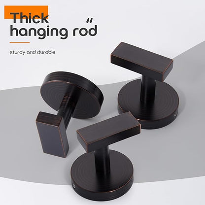 Robe Hook Bath Towel Hooks Stainless Steel Wall Hooks for Bathroom Kitchen Closet Garage Door Hanger Oil Rubbed Bronze 3 Pack, AN1001ORB-P3