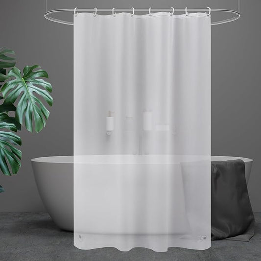 UFRIDAY Frosted Shower Curtain Liner 48 x 72 inches,Plastic Small Shower Curtain 48 x 72 Narrow PEVA Heavy Duty Stall Shower Liner with 2 Weighted Magnets 8 Grommet Holes and Hooks