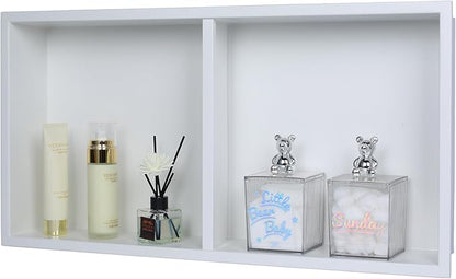 Recessed Wall Niche for Shower Room Storage,Double-Layer Shelves,Wall Insert Tile Ready,Stainless Steel(White, 24 * 12 in)