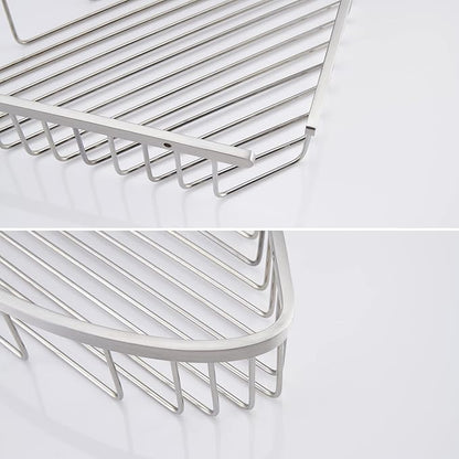 Bathroom Shower Caddy Corner Shelf, Corner-Hollow Design, Ultra Sturdy Rust-Proof Stainless Steel Shelf Organizer Shampoo Holder, Wall Mounted Storage Rack for Bathroom, Brushed Nickel