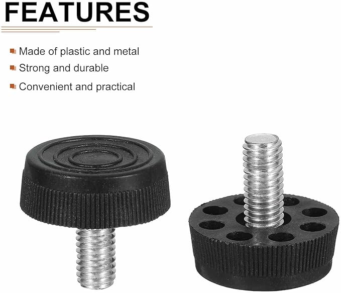 M8x17x30mm(DxLxOD) Screw on Furniture Glide Leveling Feet - 20Pack - Good for Furniture - Adjustable Thread Furniture Levelers - Black