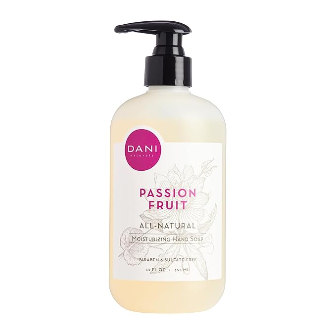 DANI Naturals Moisturizing Hand Soap - Passion Fruit Scent, Hydrating, Sulfate-Free & Paraben-Free, 12 Oz Bottle with Pump, Gentle Cleansing for Dry Skin