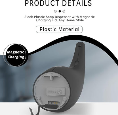 Automatic Soap Dispenser Touchless,300ML Hand & Dish Countertop Electric Liquid Rechargeable Dispenser with Sensor,Modern 4 Gear Adjustable Waterproof Kitchen Auto Soap Pump（Black）