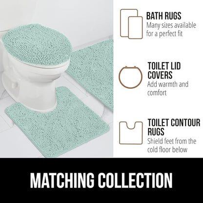 GORILLA GRIP Bath Rug Mat 30x20, Soft Absorbent Chenille, Quick Dry Microfiber Mats, Rubber Backing Washable Shower Floor Rugs, Bathmat Runner, US Designed Bathroom Home Decor Accessories Seablue