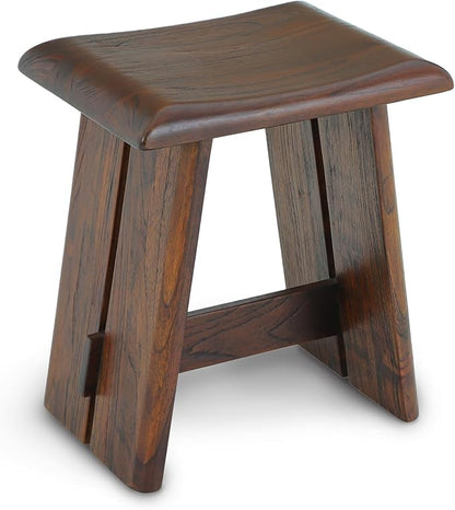 StrongTek Teak Shower Stool for Bathroom, Teak Bath Bench, 18" Height, Ergonomic Curved Seat, No Assembly Required, Compact & Stable Design, 350 lbs Capacity, Ideal for Shower, Spa & Home Use