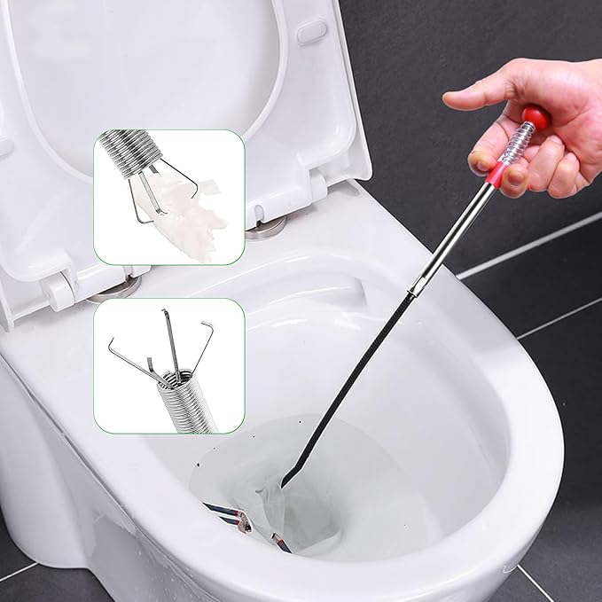 Drain Snake 61 Inch Flexible Claw Grabber Tool with 4 Claws Bendable Hose - Flexible Grabber Claw Pick Up Reacher Tool for Clogged Drains Opener Cleaning