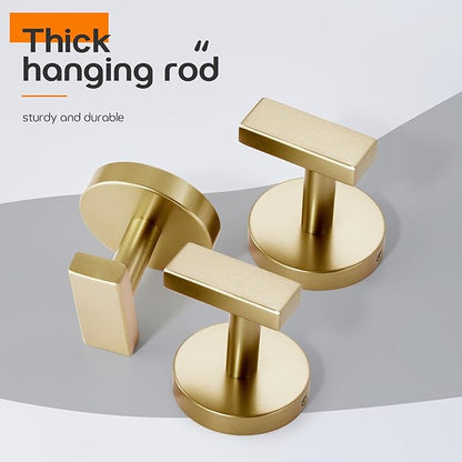 Robe Hook Bath Towel Hooks Stainless Steel Wall Hooks for Bathroom Kitchen Closet Garage Door Hanger Brushed Gold 3 Pack, AN1001GD-P3