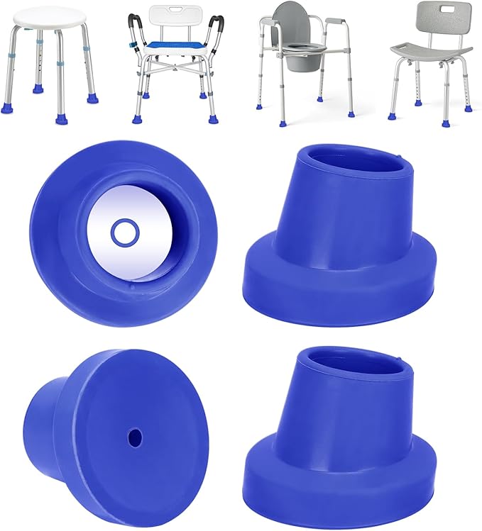 supregear Replacement Feet for Shower Chair Bath Seat, 1-1/8" I.D. Slope Rubber Feet Pad for Shower Stools Transfer Bench Non-Slip Extreme Grip Tub Transfer Benches Suction Cup Feet, 4PK